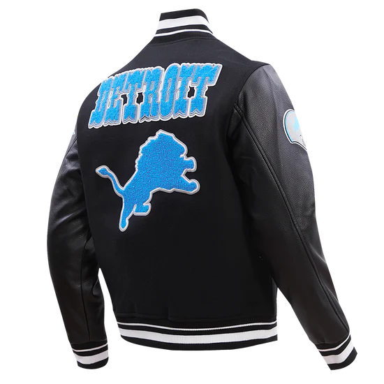 Detroit Lions Retro Classic Rib Wool Varsity Jacket - Image 3