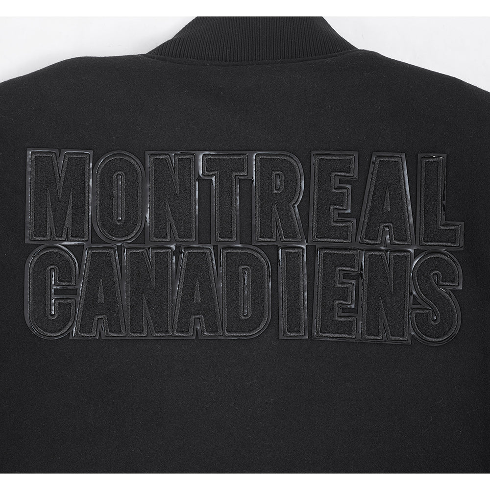MONTREAL CANADIENS TRIPLE BLACK M WOOL VARSITY JACKET HMC667383-3BK - Image 6