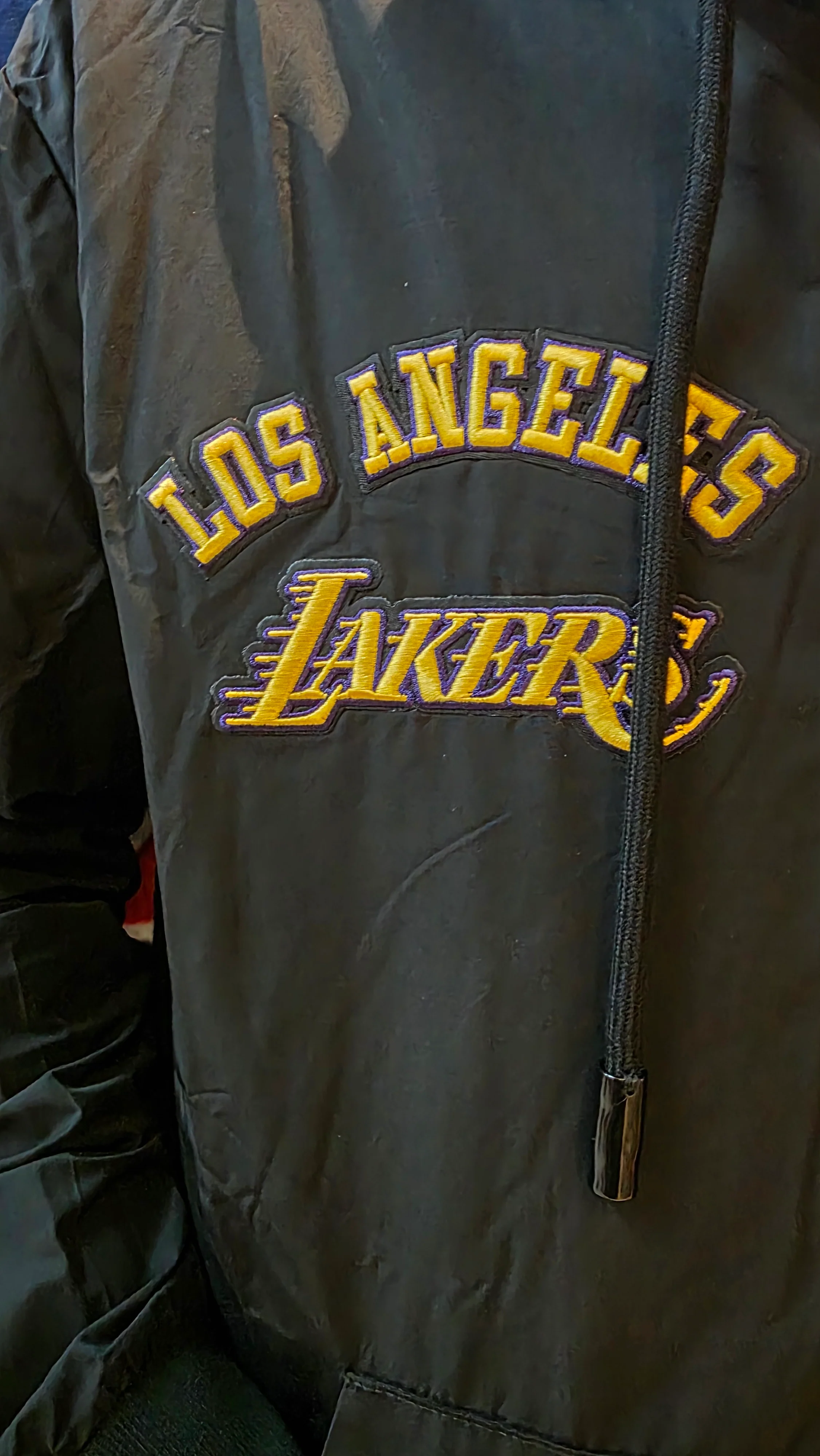 NBA LOS ANGELES LAKERS CLASSIC WIND SUIT MEN'S WOVEN FULL ZIP PULLOVER HOODIE BLL5515998-BLK - Image 3
