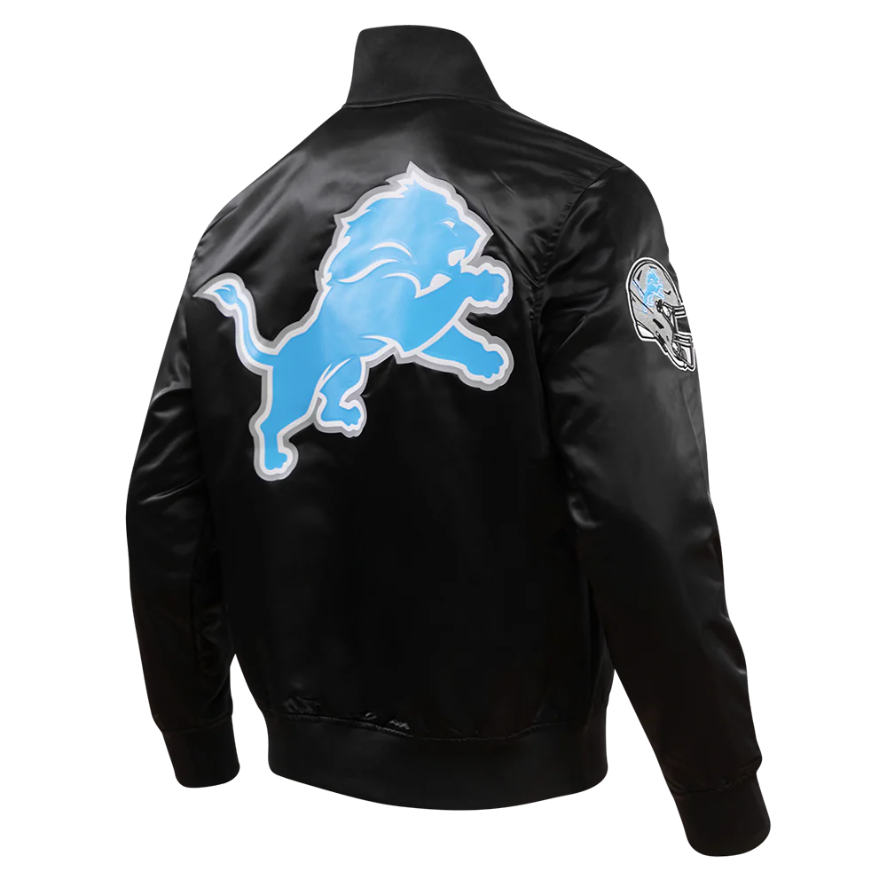 NFL DETROIT LIONS BIG LOGO MEN'S SATIN JACKET FDL6410277-BLK - Image 3