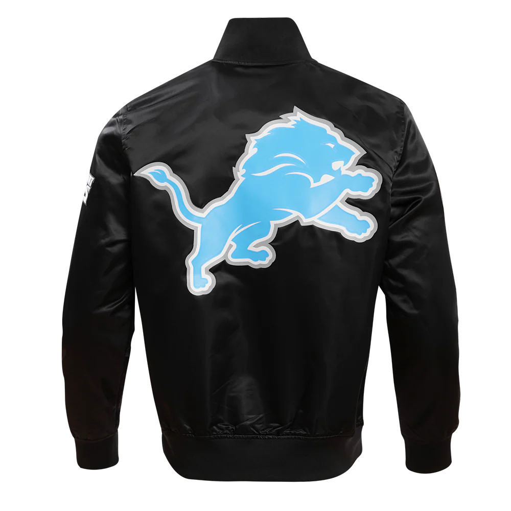 NFL DETROIT LIONS BIG LOGO MEN'S SATIN JACKET FDL6410277-BLK - Image 4