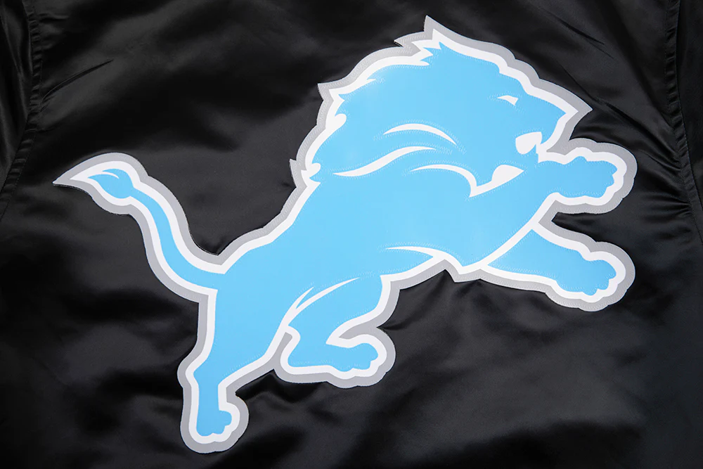 NFL DETROIT LIONS BIG LOGO MEN'S SATIN JACKET FDL6410277-BLK - Image 5