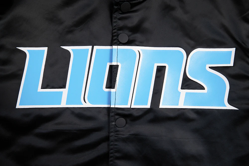 NFL DETROIT LIONS BIG LOGO MEN'S SATIN JACKET FDL6410277-BLK - Image 6