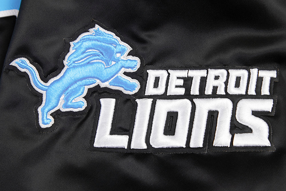 NFL DETROIT LIONS BIG LOGO MEN'S SATIN JACKET FDL6410277-BLK - Image 7