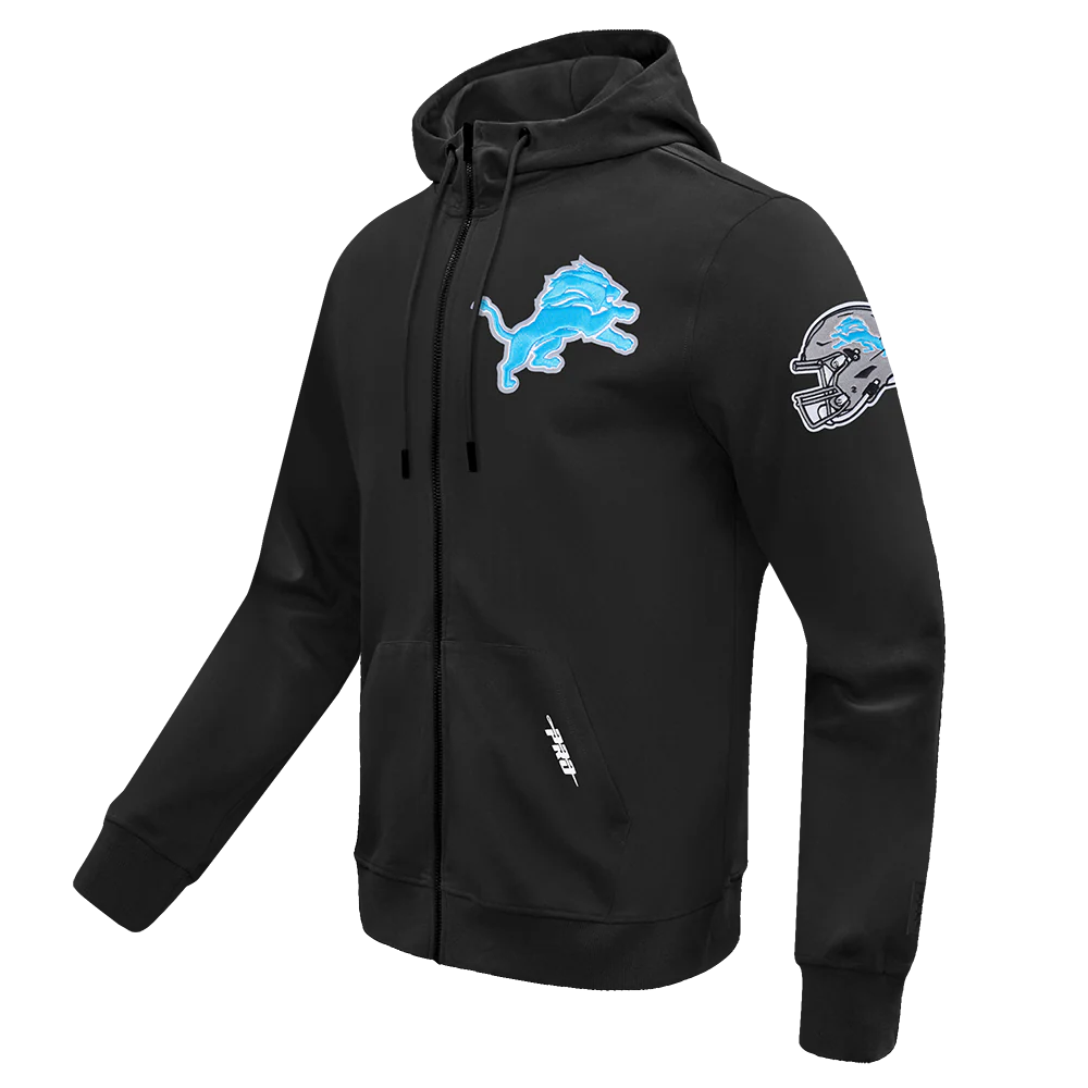 NFL DETROIT LIONS CLASSIC WIND SUIT MEN'S WOVEN FULL ZIP PULLOVER HOODIE FDL5410693-BLK - Image 2