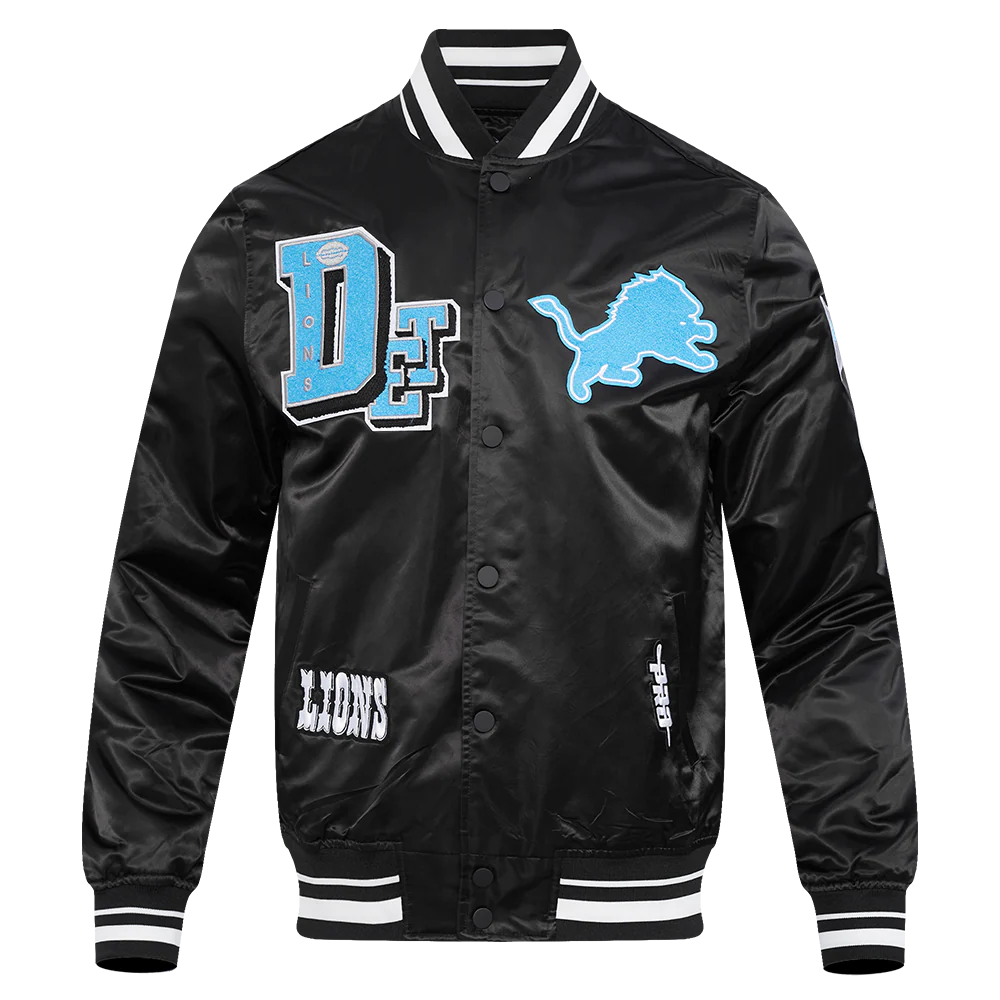 NFL DETROIT LIONS DETROIT LIONS BEST OF M RIB SATIN JACKET FDL6411036-BLK