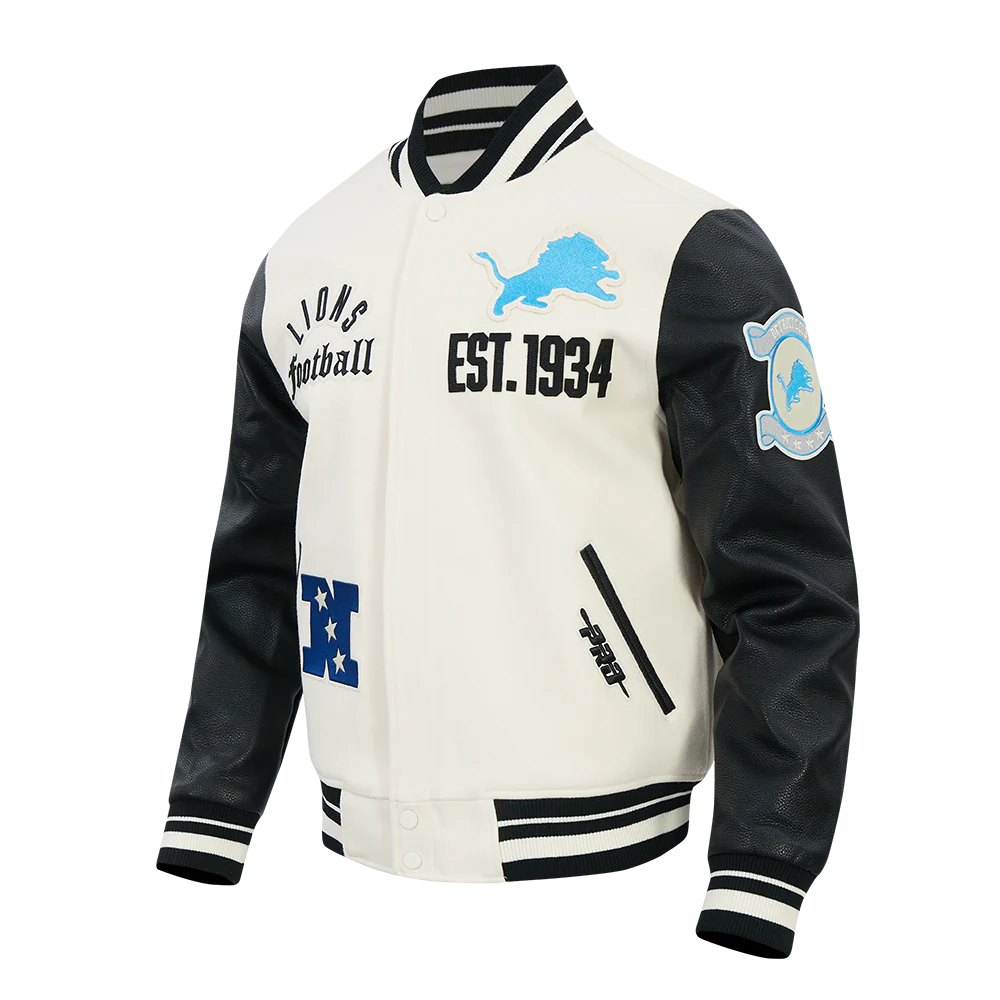 NFL DETROIT LIONS DETROIT LIONS MODERN ORIGINALS M RIB WOOL VARSITY JACKET FDL6411169-EBK - Image 2