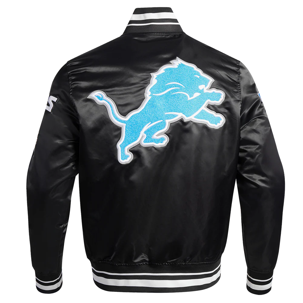 NFL DETROIT LIONS MASHUP MEN'S RIB SATIN JACKET FDL6410476-BLK - Image 4