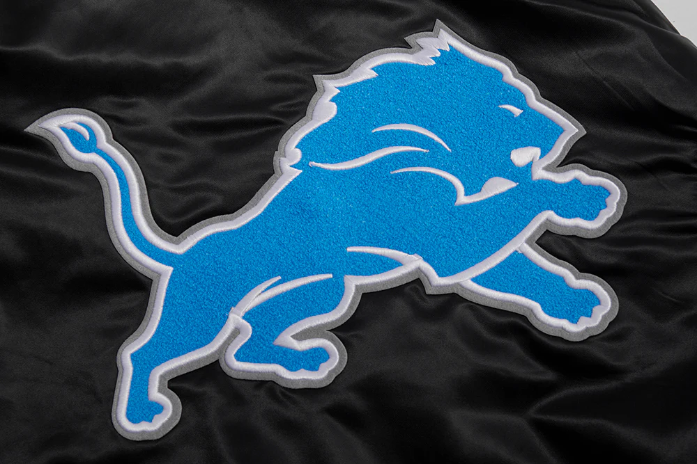 NFL DETROIT LIONS MASHUP MEN'S RIB SATIN JACKET FDL6410476-BLK - Image 5