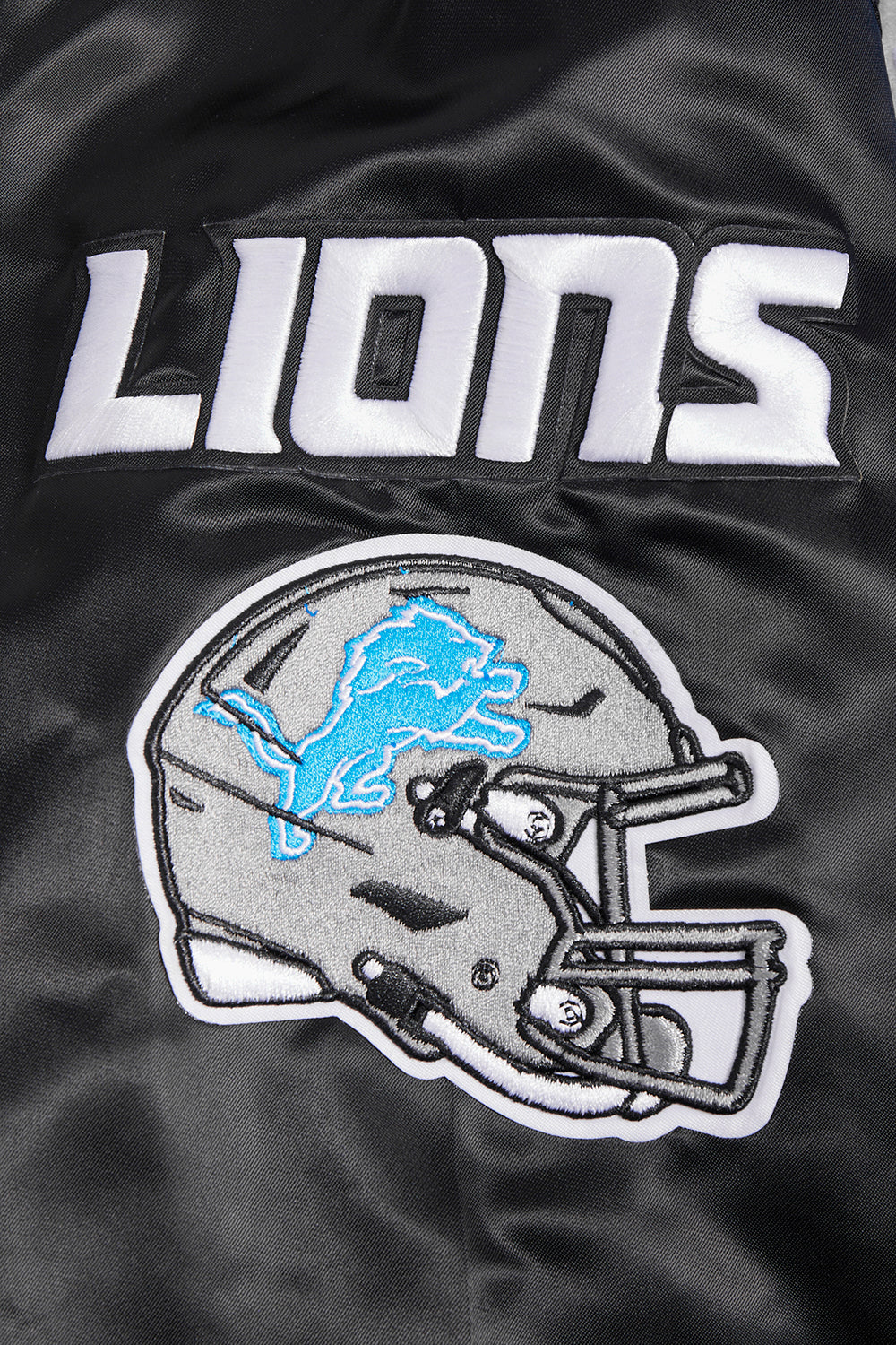 NFL DETROIT LIONS MASHUP MEN'S RIB SATIN JACKET FDL6410476-BLK - Image 6