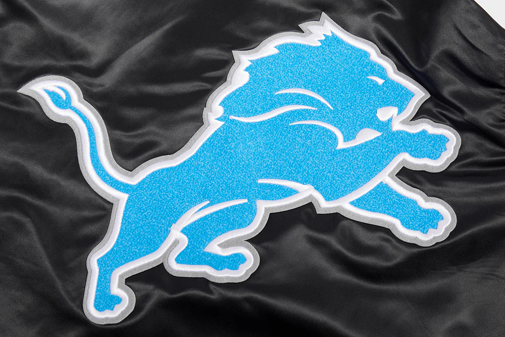 NFL DETROIT LIONS MASHUP MEN'S RIB SATIN JACKET FDL6410476-BLK - Image 7