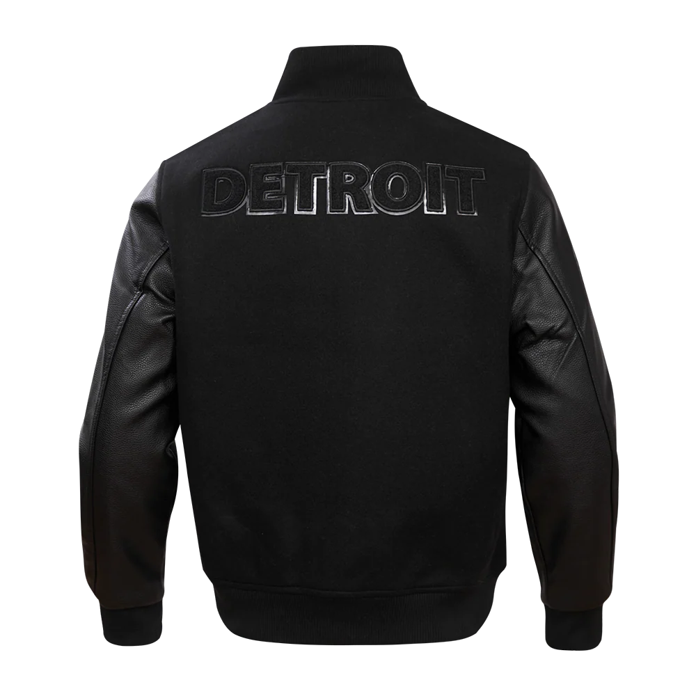 NFL DETROIT LIONS TRIPLE BLACK MEN'S MEN'S WOOL VARSITY JACKET FDL6410284-3BK - Image 4