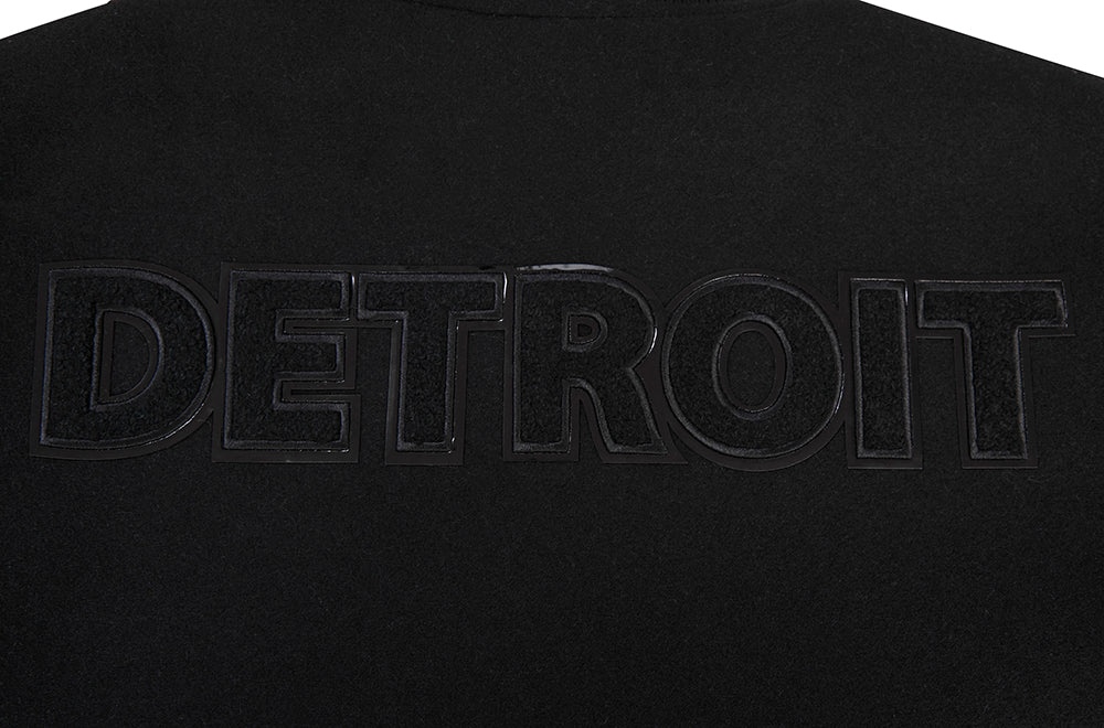 NFL DETROIT LIONS TRIPLE BLACK MEN'S MEN'S WOOL VARSITY JACKET FDL6410284-3BK - Image 5