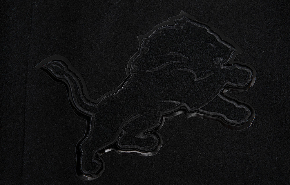 NFL DETROIT LIONS TRIPLE BLACK MEN'S MEN'S WOOL VARSITY JACKET FDL6410284-3BK - Image 6