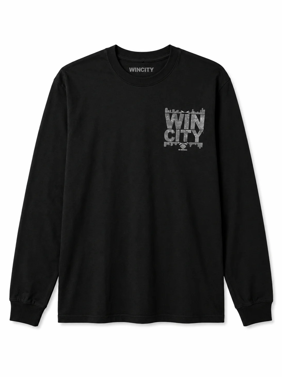 WinCity Long Sleeve Asphalt logo LSV-WIN-BLK